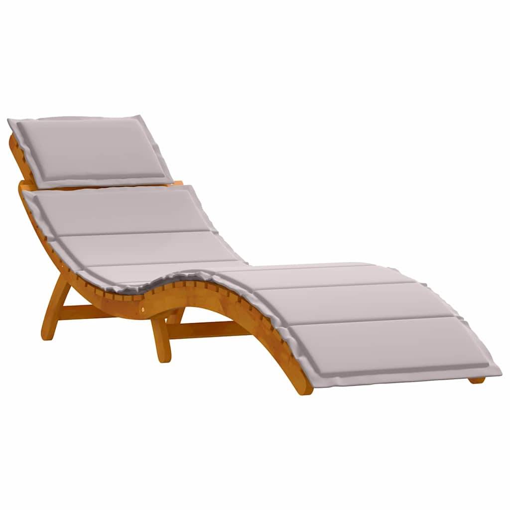 2 pcs Transat | Bain de soleil | Chaise longue avec coussin Taupe Bois d'Acacia Massif - Image 4