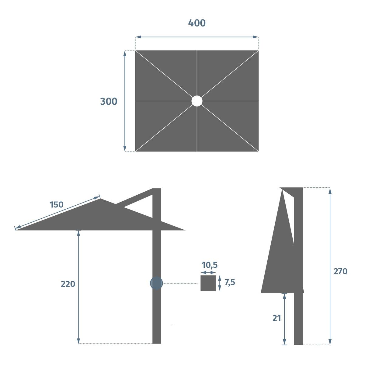 Hesperide - Parasol décentré "SUENYO SUNBRELLA'' 4x3m Anthracite Hespéride - Image 6
