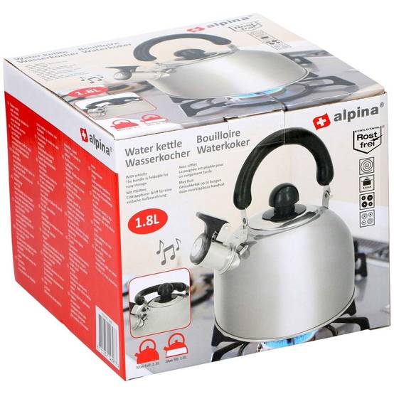 Alpina - Bouilloire sifflante Cuve Inox 1.8L Tous feux Théière avec Sifflet Vintage ALPINA - Image 4