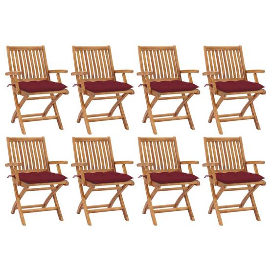PANGIVO - Lot de 8 chaises de jardin pliables teck rouge bordeaux 56 x 58 x 88 cm - PANGIVO - Image 1