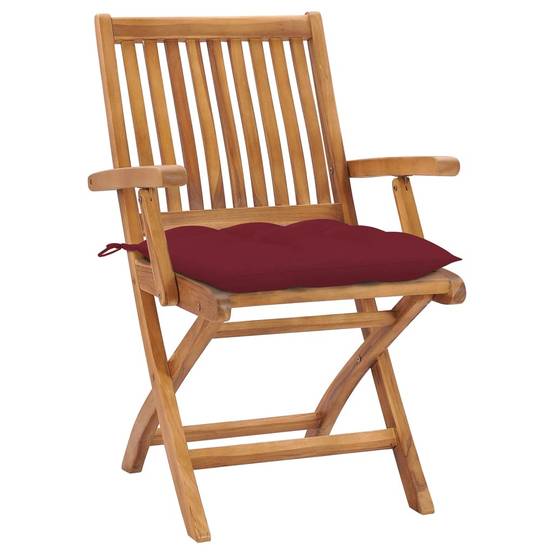PANGIVO - Lot de 8 chaises de jardin pliables teck rouge bordeaux 56 x 58 x 88 cm - PANGIVO - Image 2
