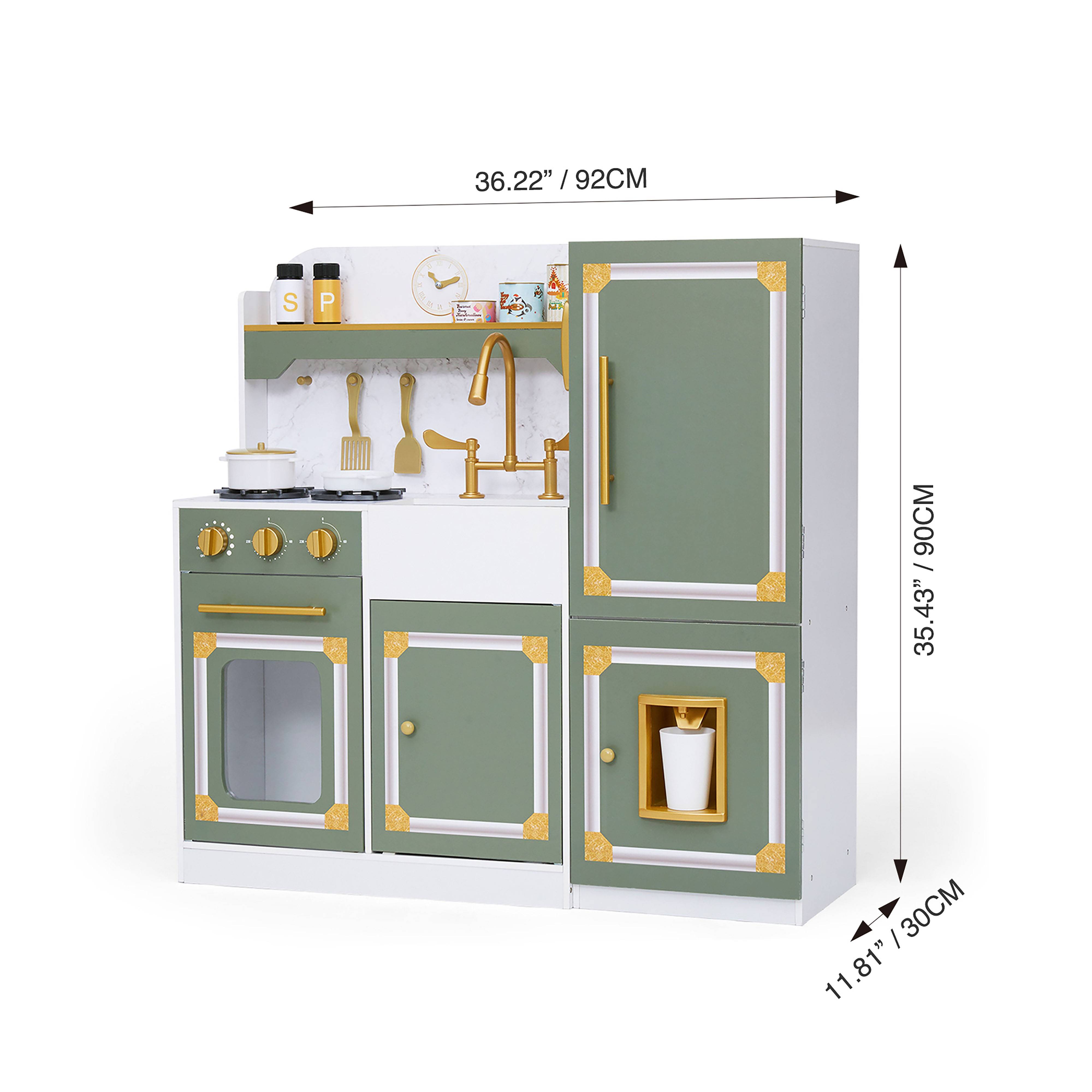Cuisine en bois pour enfants 91.4cm, Vert Teamson Kids - Image 4