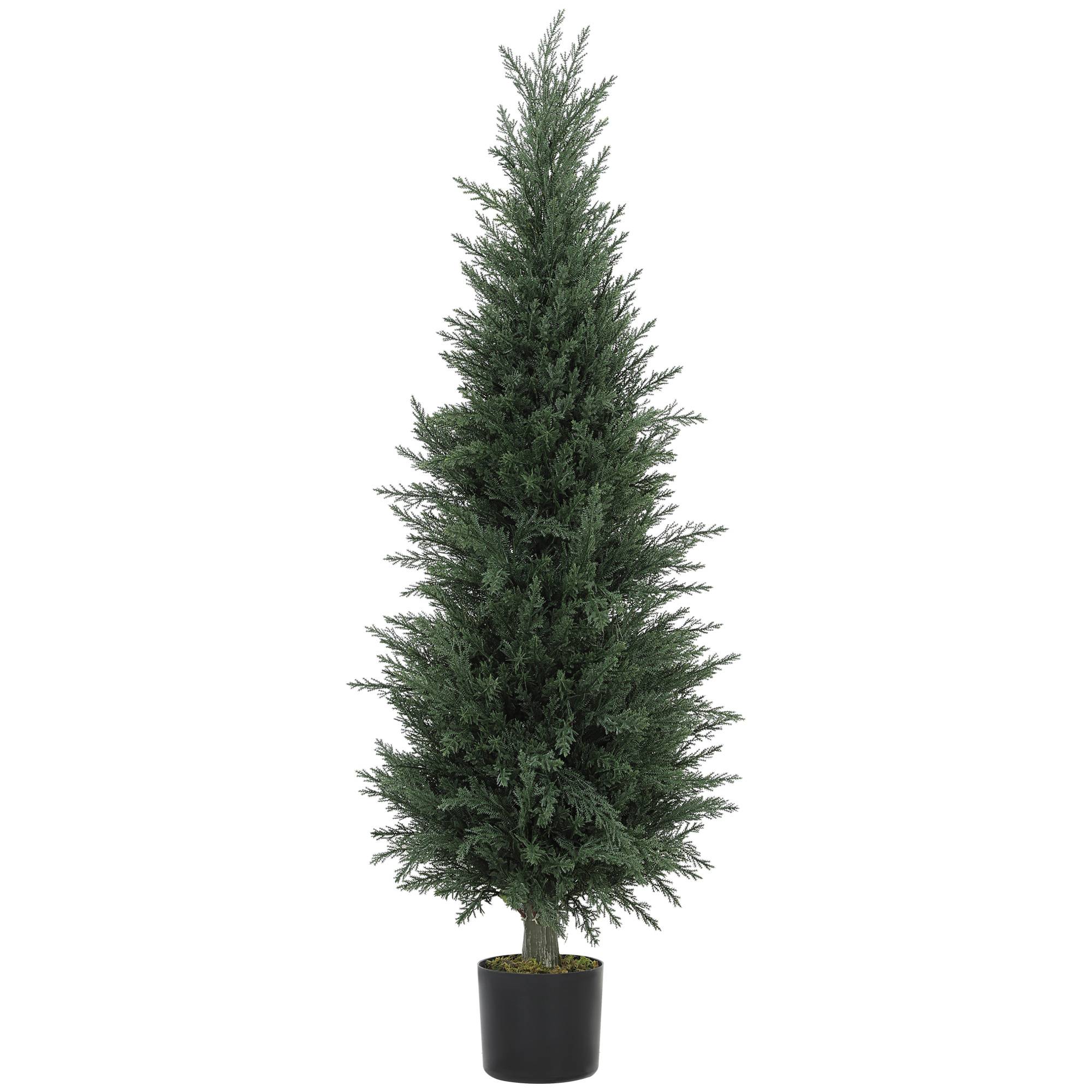 Sans Marque - Cyprès artificiel, 638 feuilles plastique, avec pot, résistant UV, vert - Image 1