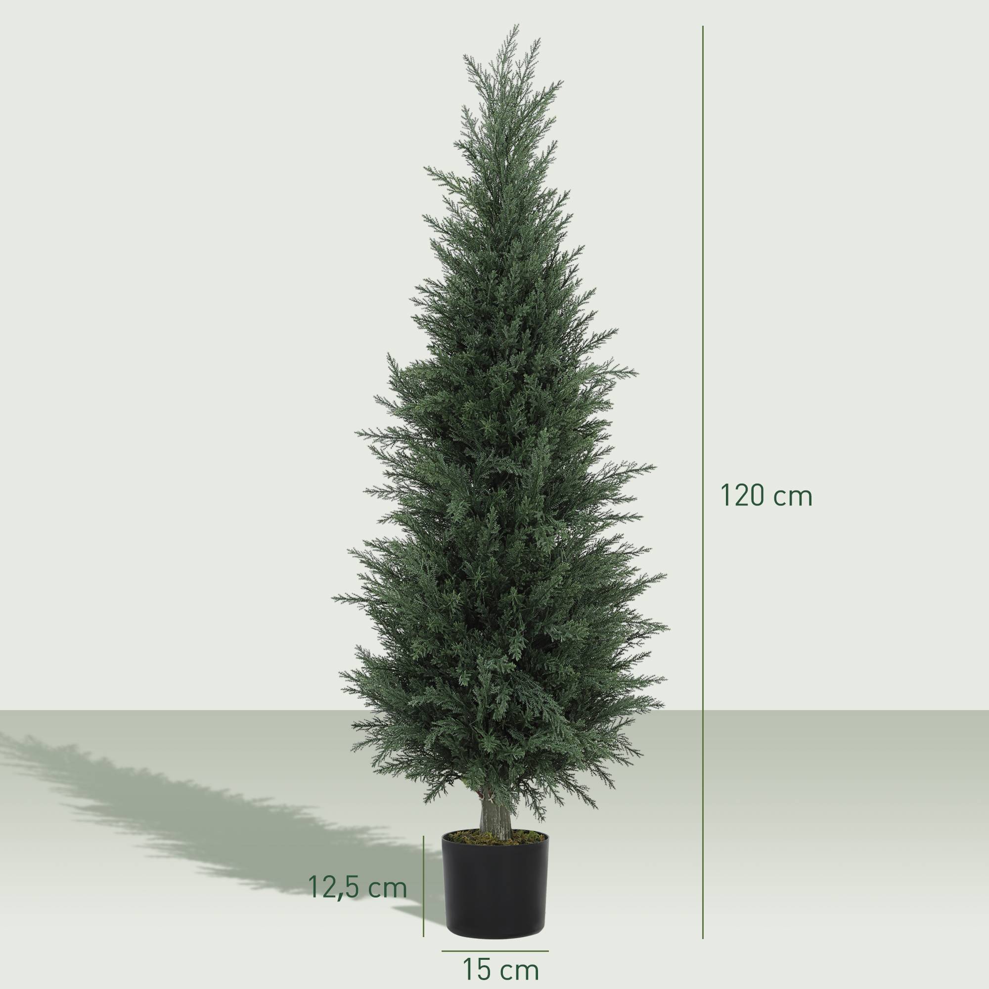 Sans Marque - Cyprès artificiel, 638 feuilles plastique, avec pot, résistant UV, vert - Image 5