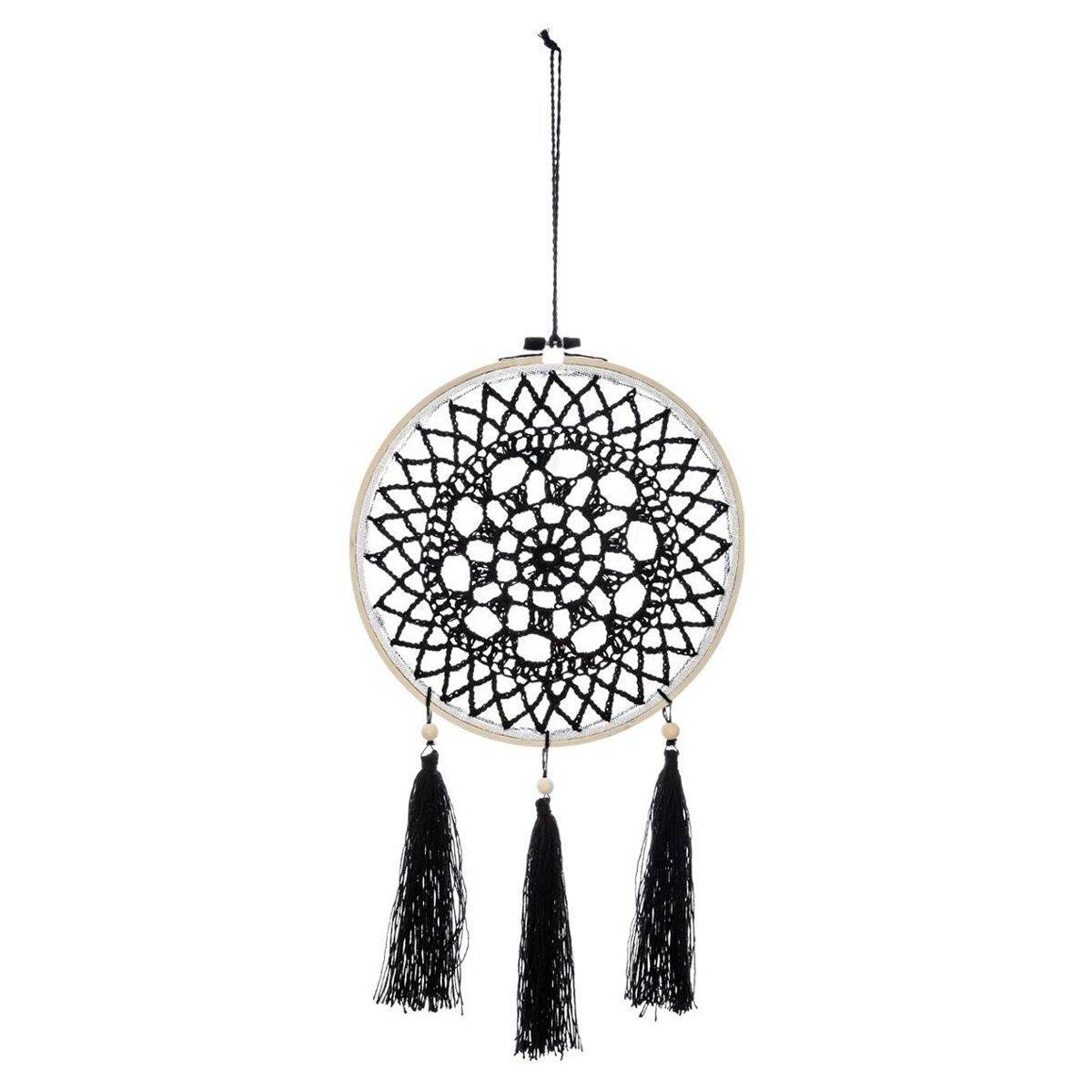 Attrape-Rêves Déco "Brodé" 43cm Noir - Image 1
