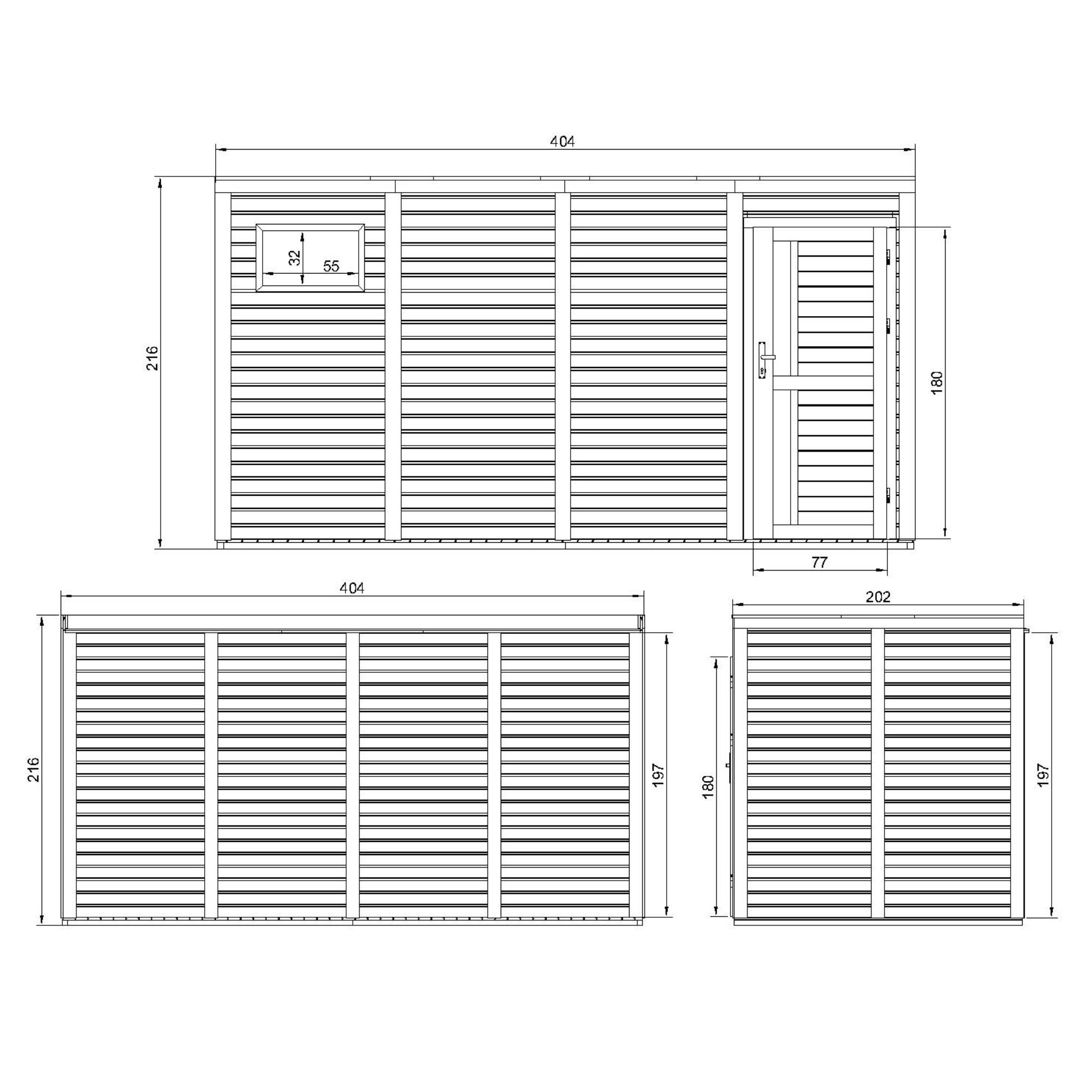Timbela - Abri de Jardin en Bois - 8,16 m² / 206x404xH216 cm - avec sol traité - Timbela M327F1+M327G - Image 6