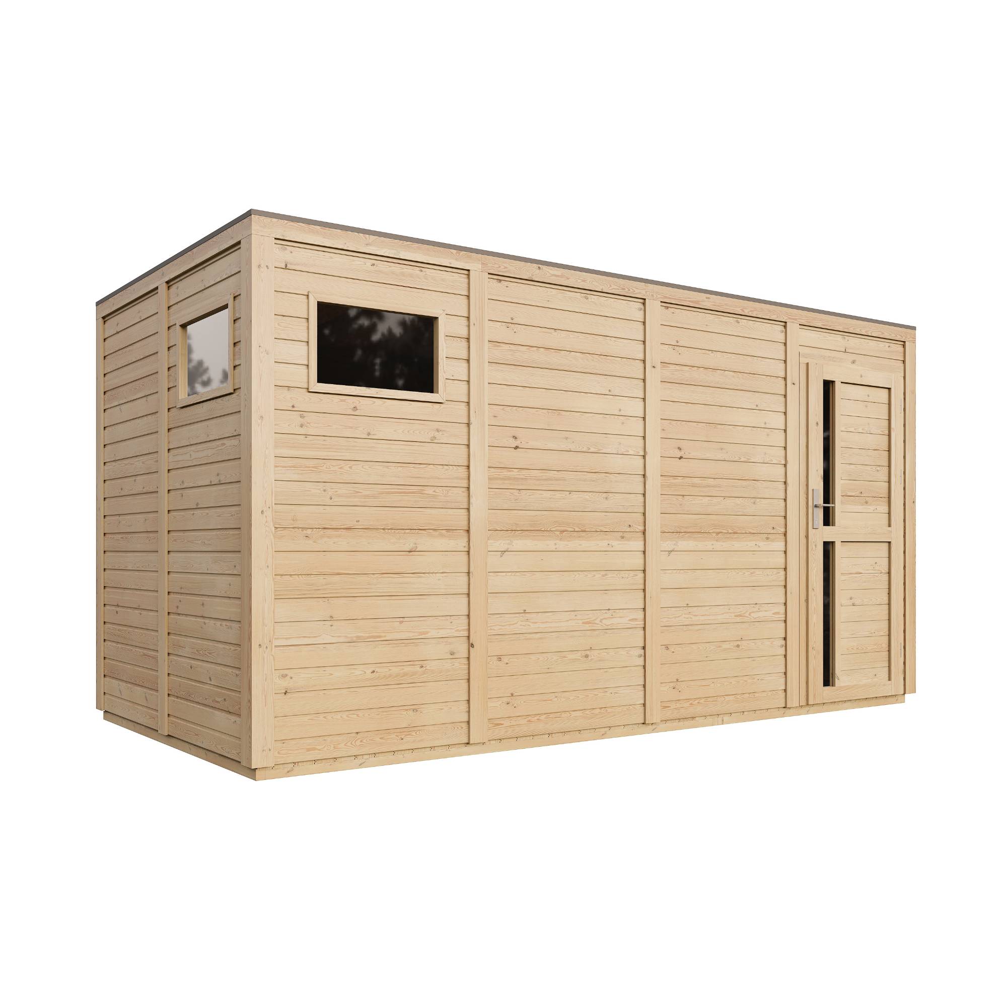 Timbela - Abri de Jardin en Bois - 8,16 m² / 206x404xH216 cm - avec sol traité - Timbela M327F1+M327G - Image 2