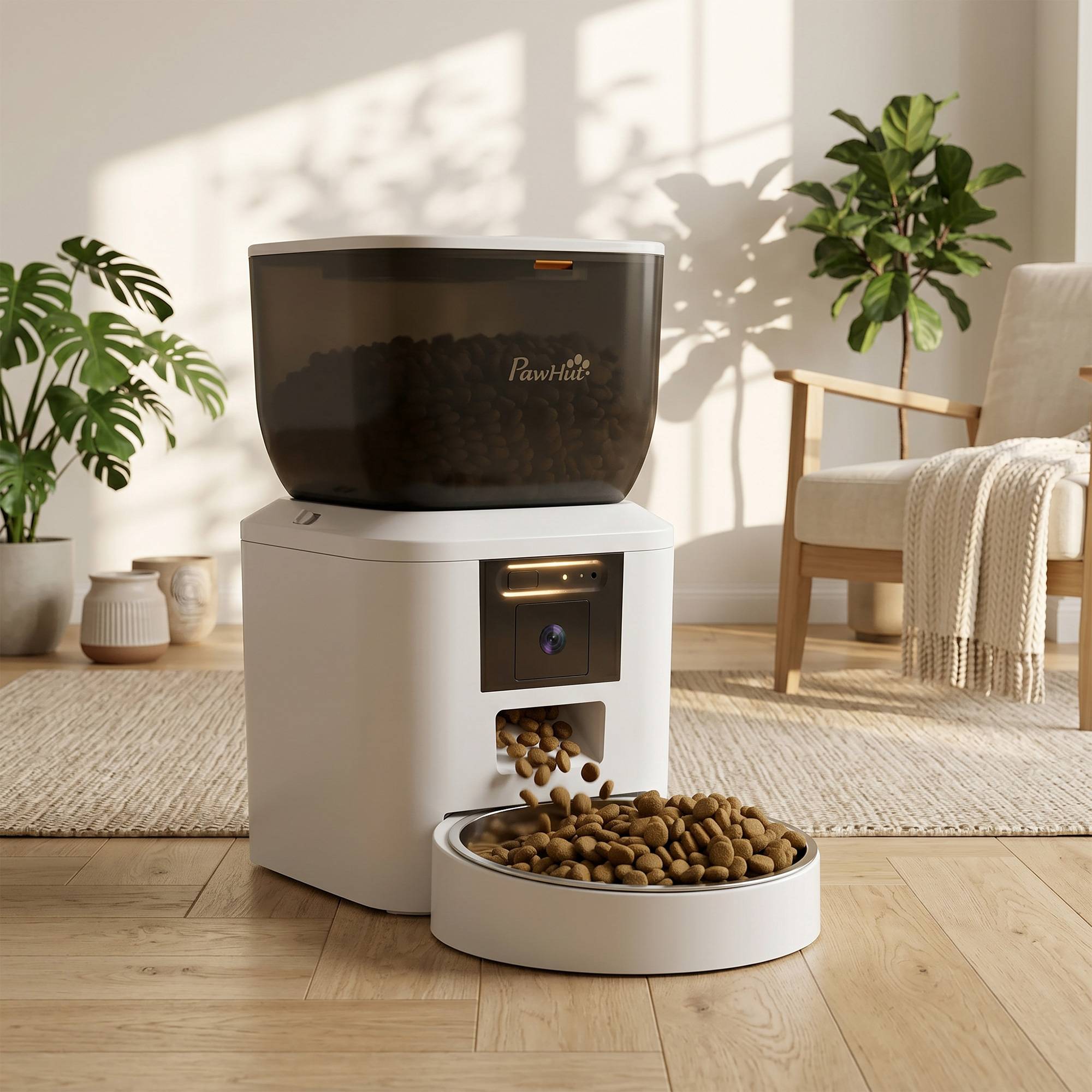 Distributeur nourriture chat avec caméra, WiFi 2,4 GHz, pilotage appli, 4L, 1–10 repas, audio bidirectionnel - Image 9