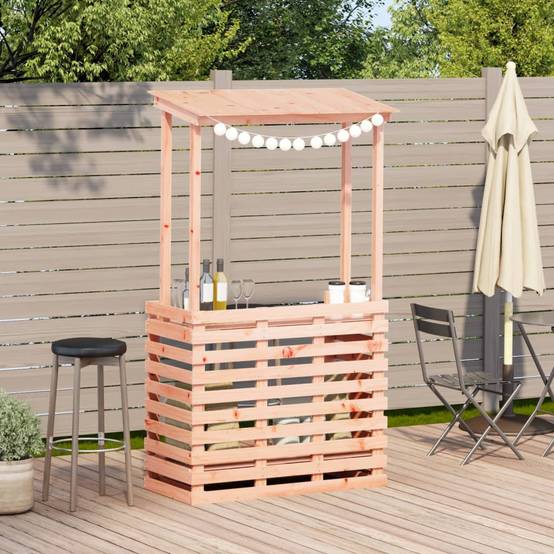 Comptoir de Bar de Jardin en Bois de Douglas Massif avec Toit Intégré et Étagères – ComfortXL Outdoor Living - Image 3