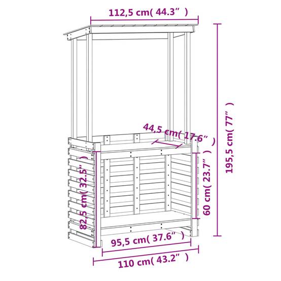 Comptoir de Bar de Jardin en Bois de Douglas Massif avec Toit Intégré et Étagères – ComfortXL Outdoor Living - Image 9