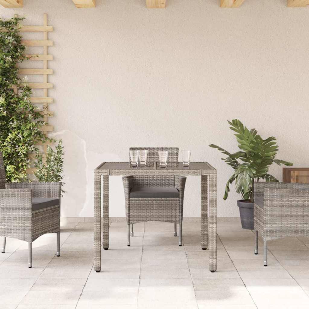 PANGIVO - Table de jardin résine tressée verre trempé gris 90 x 90 x 75 cm - PANGIVO - Image 3