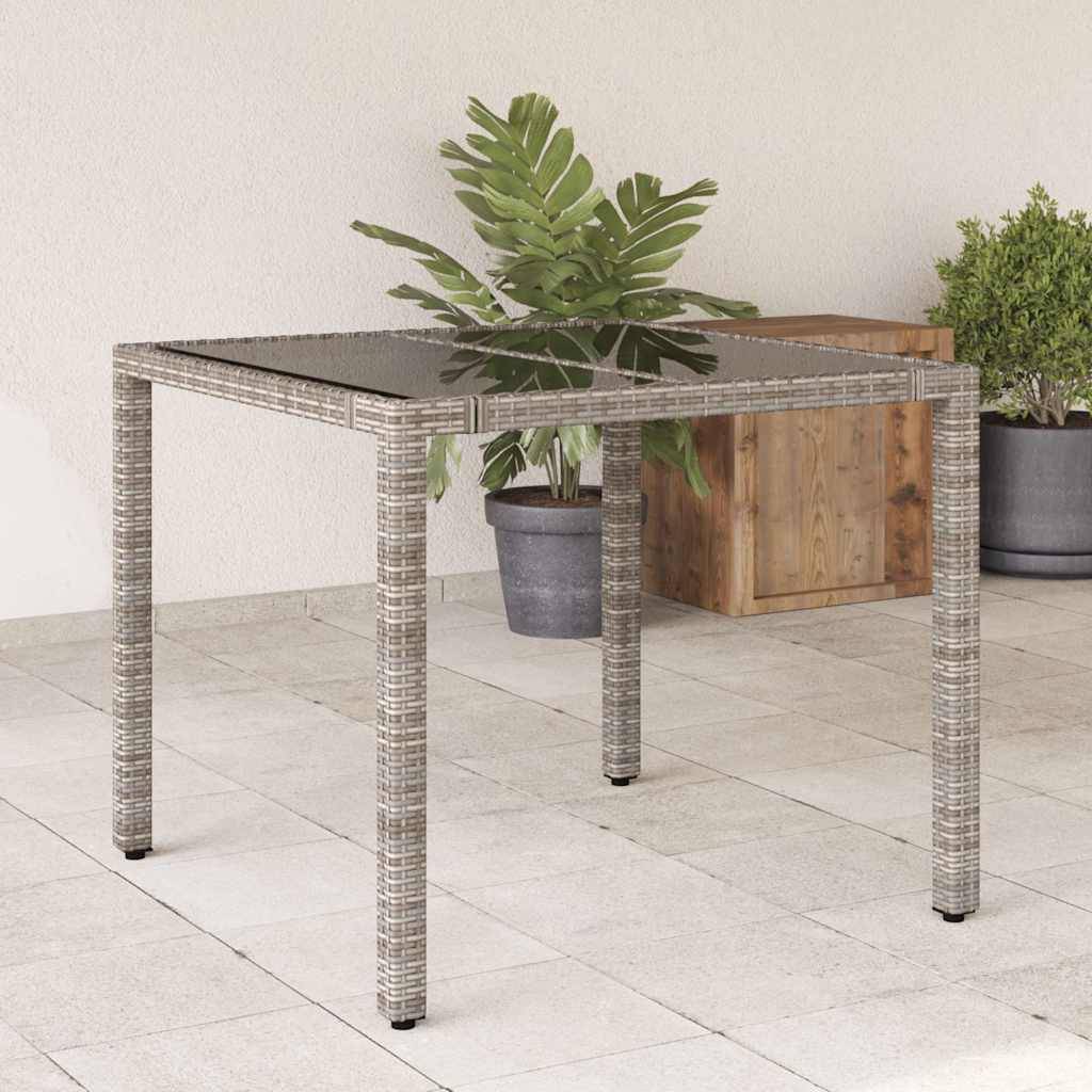PANGIVO - Table de jardin résine tressée verre trempé gris 90 x 90 x 75 cm - PANGIVO - Image 1