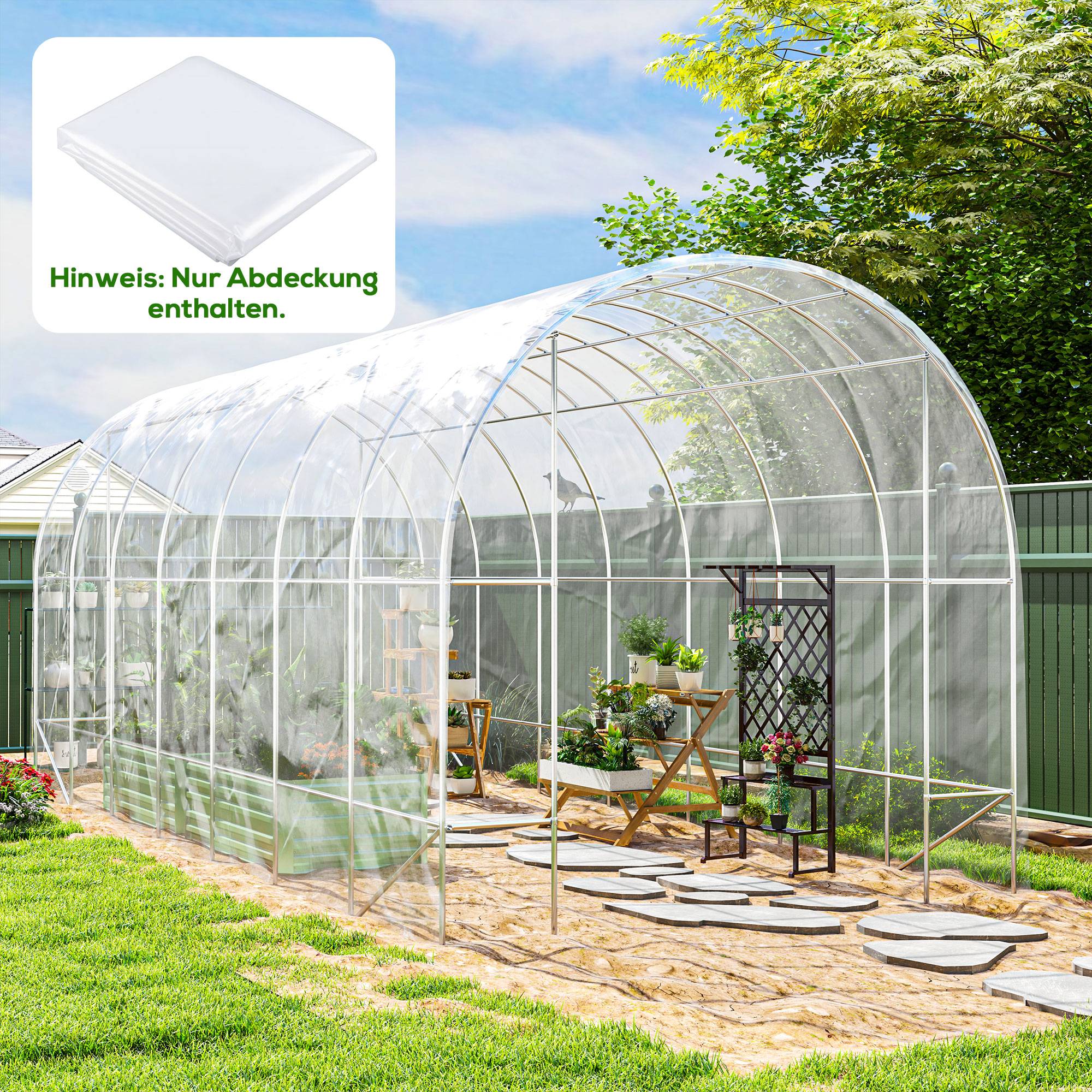 Sans Marque - Bâche de serre en PE, résistante aux UV et imperméable, pour couvrir les plantes. Dimensions : 7 x 8 m. - Image 3