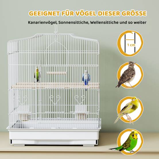 Cage pour oiseaux acier et bois blanc et naturel 46.5 x 36 x 59 cm - PANGIVO - Image 9