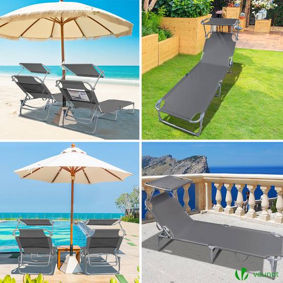 Transat pare soleil Lot de 2 pcs Gris - Image 5