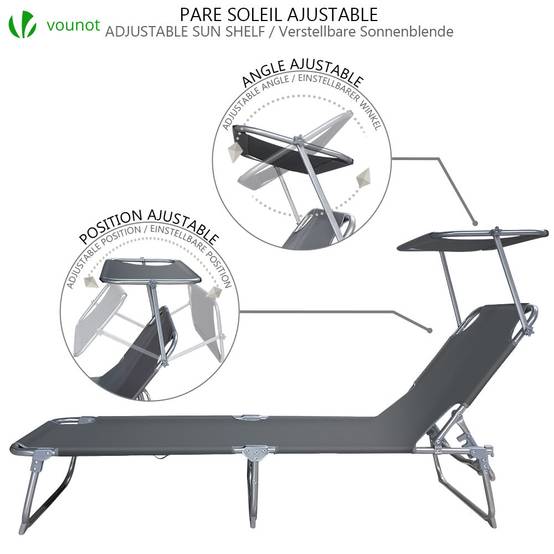 Transat pare soleil Lot de 2 pcs Gris - Image 2