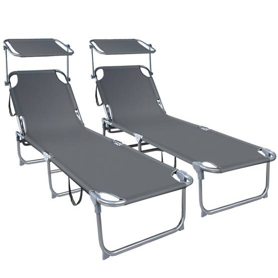 Transat pare soleil Lot de 2 pcs Gris - Image 1
