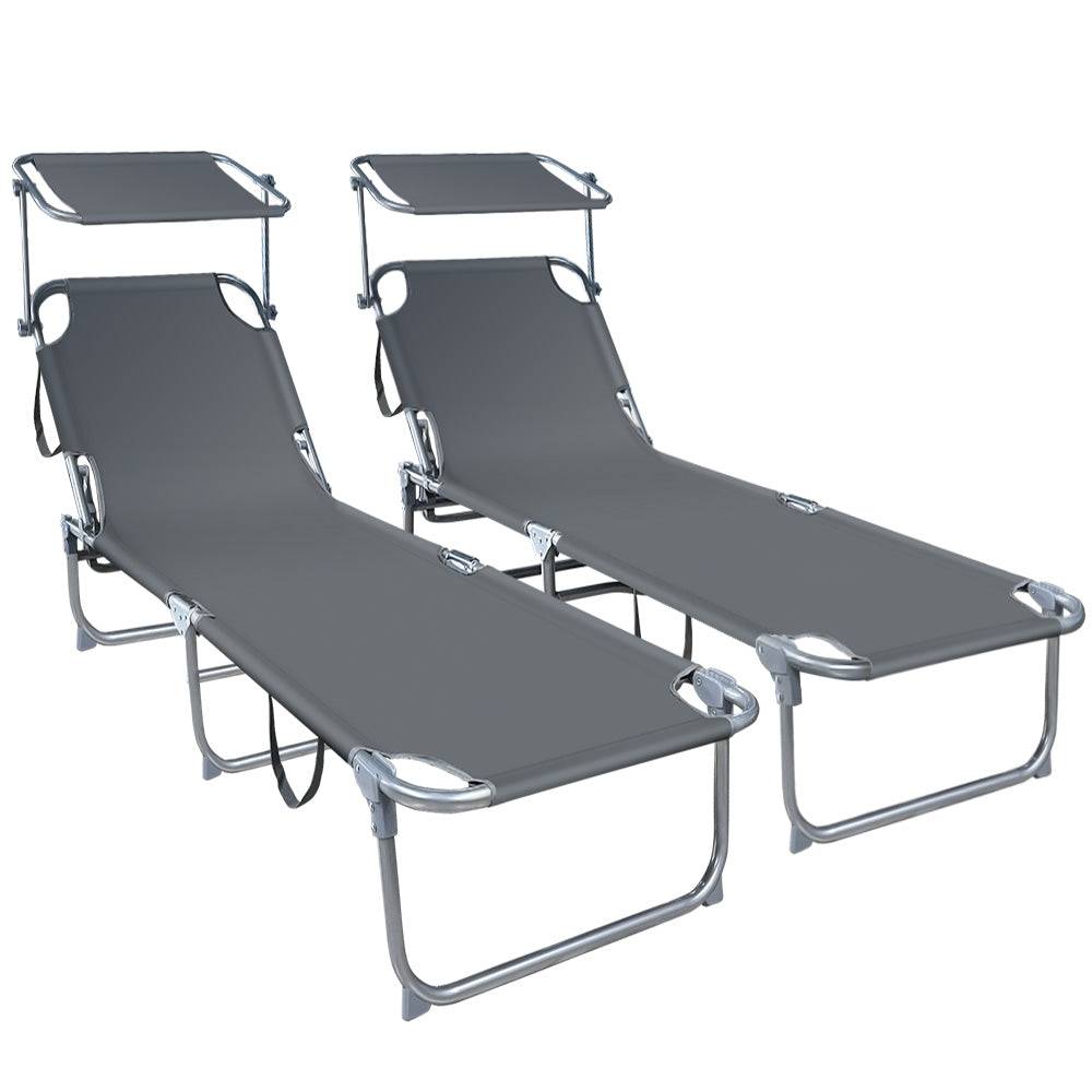 Transat pare soleil Lot de 2 pcs Gris - Image 1