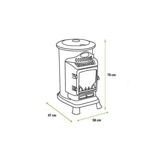 Poêle à gaz fonte 3400W Noir Effet feu Chauffage d'appoint gaz sur roues Autonomie 60h INTEC - Image 4