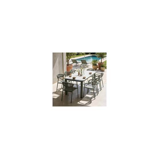Oviala - Table de jardin aluminium 213x90 cm et 8 chaises textilène vert Nocera - Oviala - Image 2