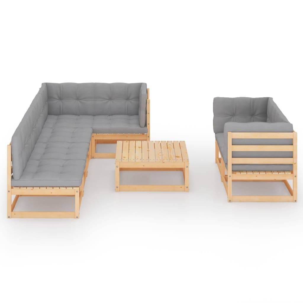 Helloshop26 - Salon de jardin meuble d'extérieur ensemble de mobilier 8 pièces avec coussins bois de pin massif - Image 1
