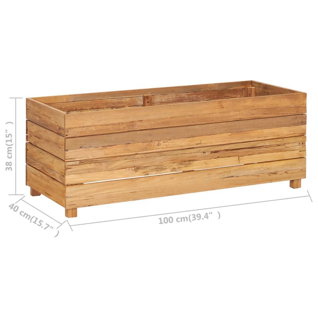 Lit surélevé jardinière 100 x 40 x 38 cm bois de teck recyclé et acier - Image 7