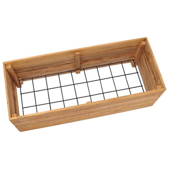 Lit surélevé jardinière 100 x 40 x 38 cm bois de teck recyclé et acier - Image 4