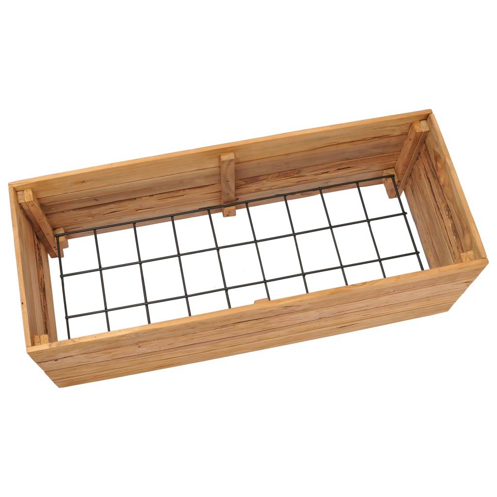 Lit surélevé jardinière 100 x 40 x 38 cm bois de teck recyclé et acier - Image 4