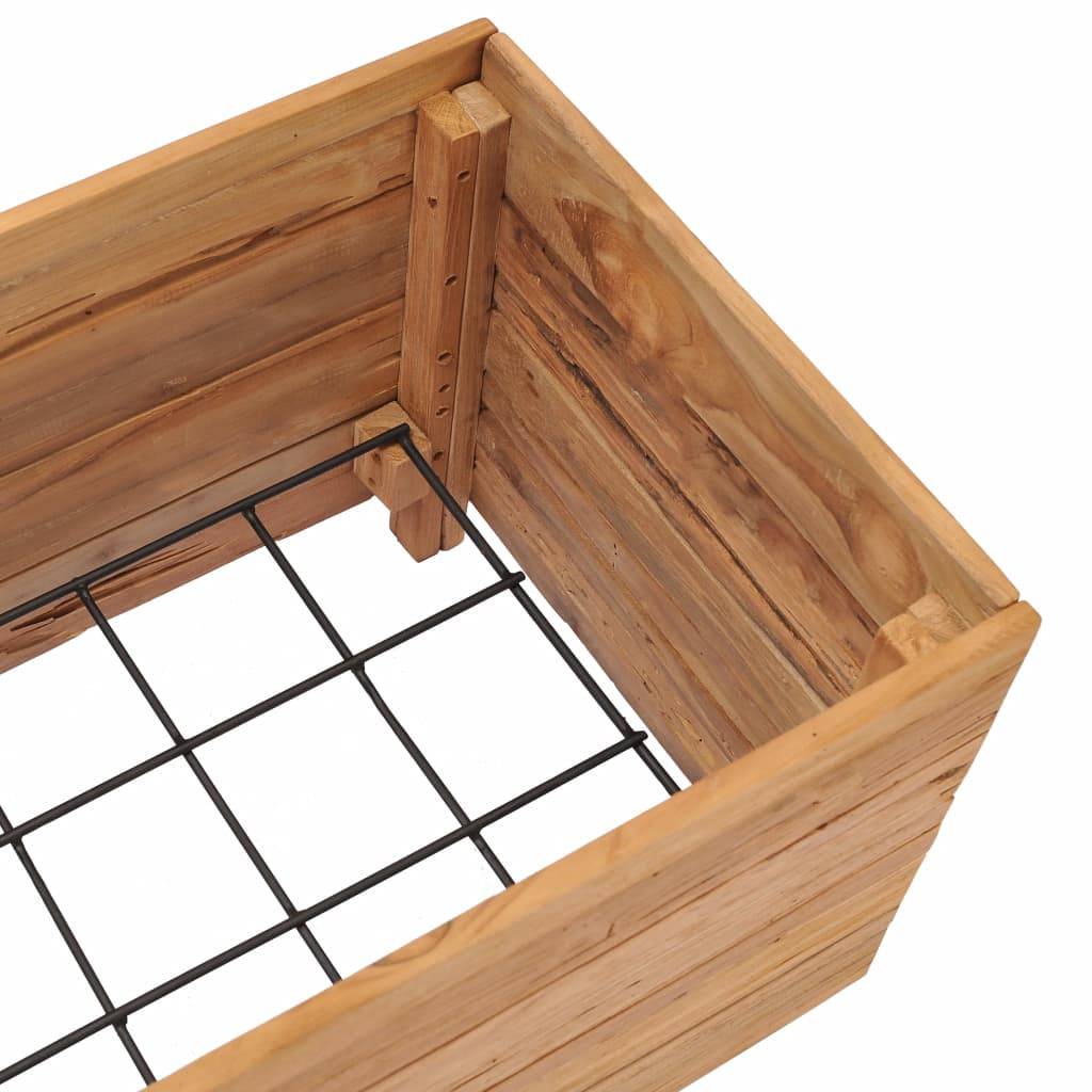 Lit surélevé jardinière 100 x 40 x 38 cm bois de teck recyclé et acier - Image 5