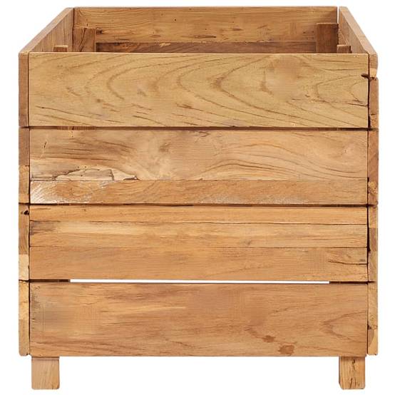 Lit surélevé jardinière 100 x 40 x 38 cm bois de teck recyclé et acier - Image 3