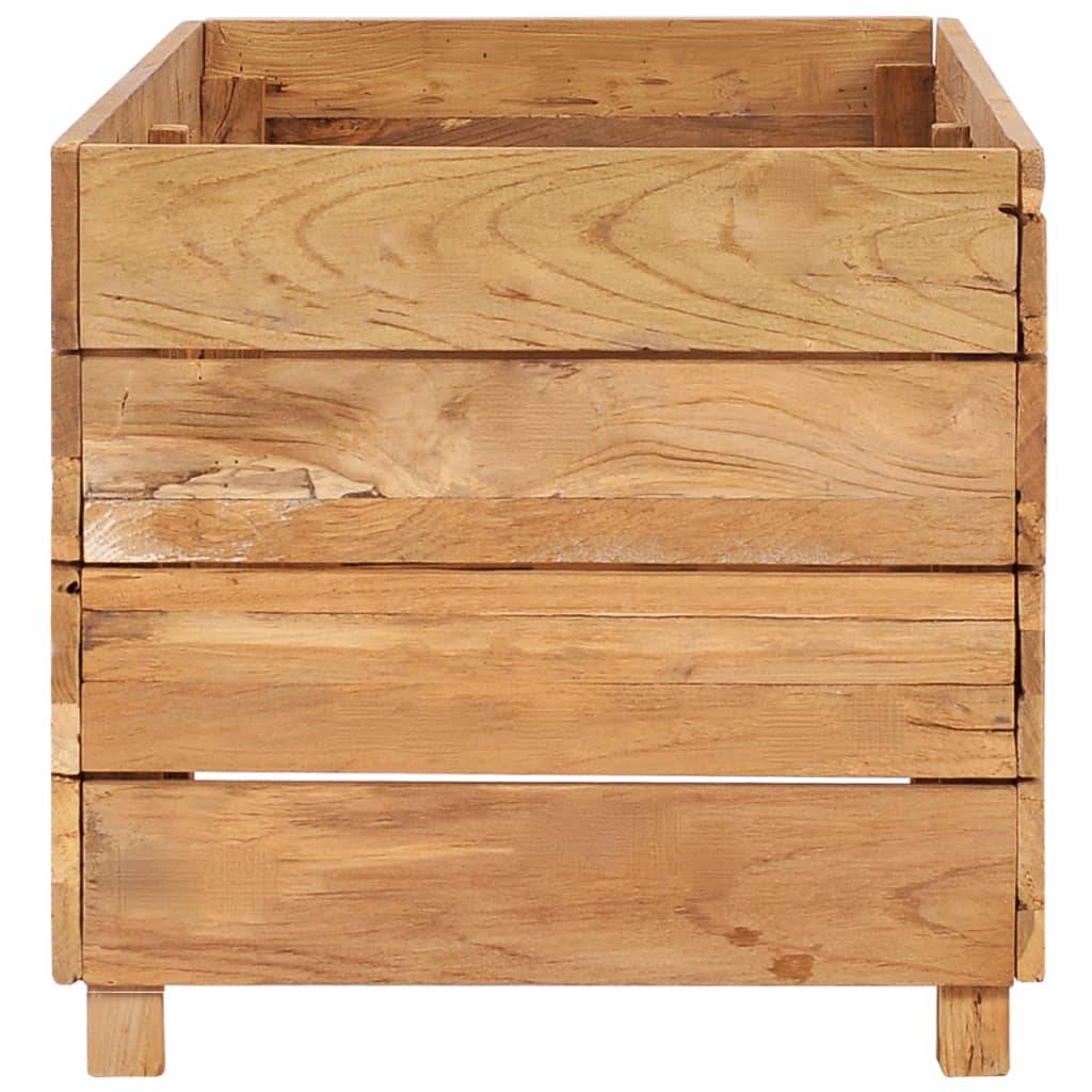 Lit surélevé jardinière 100 x 40 x 38 cm bois de teck recyclé et acier - Image 3