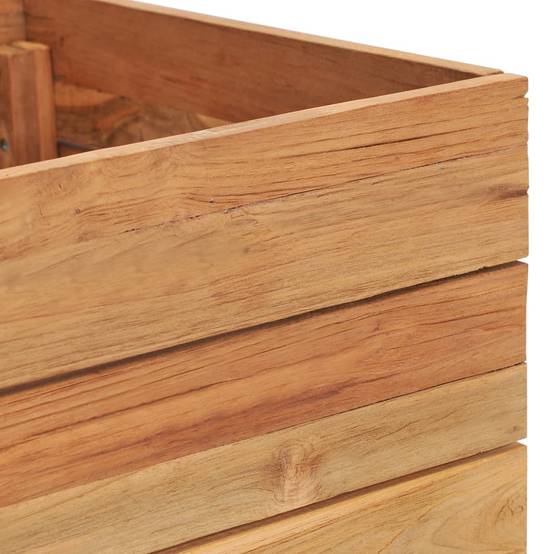 Lit surélevé jardinière 100 x 40 x 38 cm bois de teck recyclé et acier - Image 6