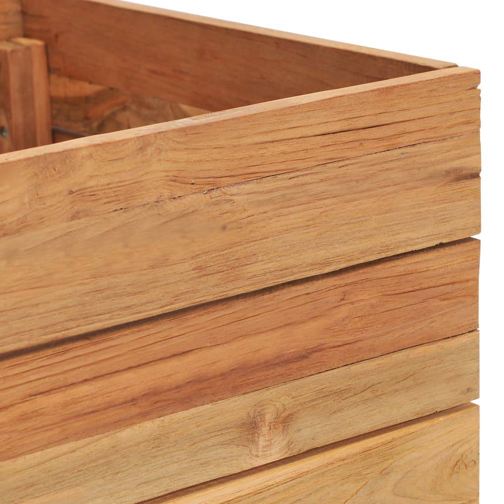 Lit surélevé jardinière 100 x 40 x 38 cm bois de teck recyclé et acier - Image 6