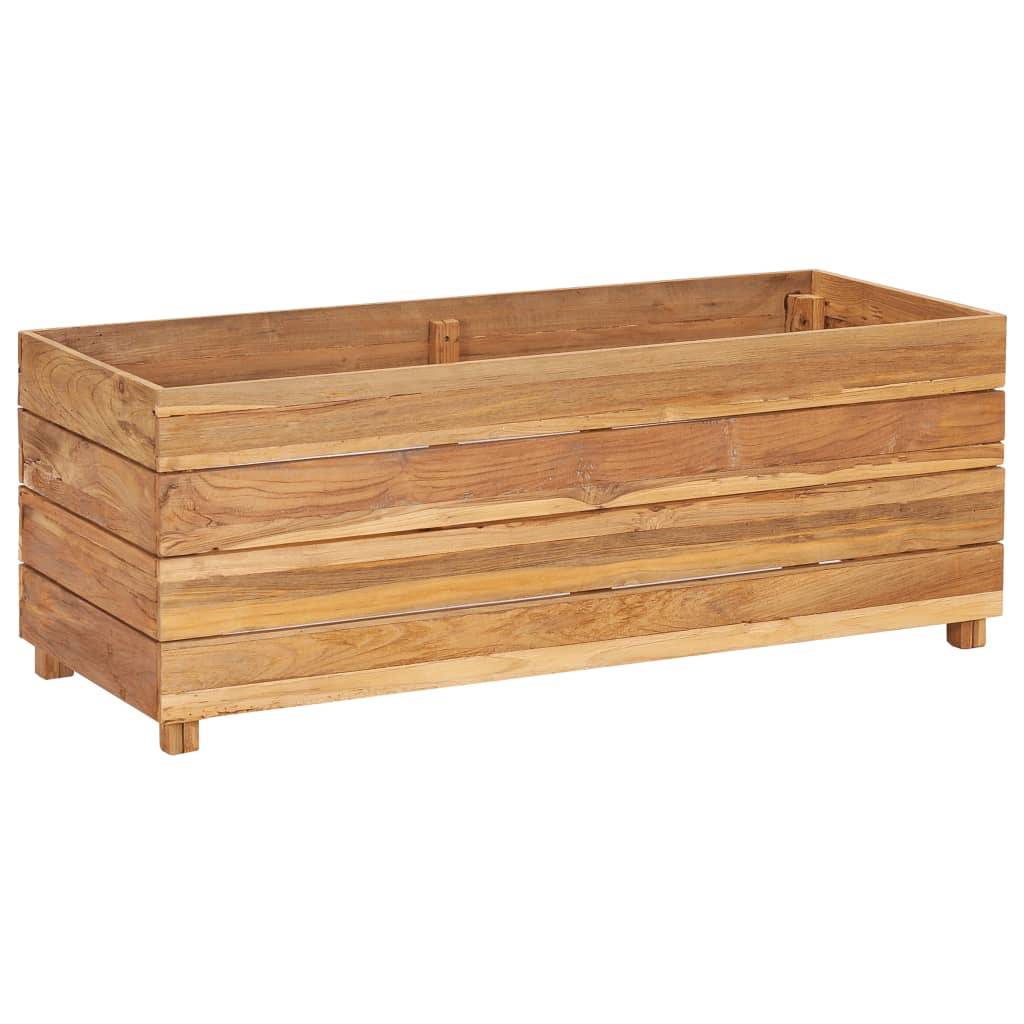 Lit surélevé jardinière 100 x 40 x 38 cm bois de teck recyclé et acier - Image 8