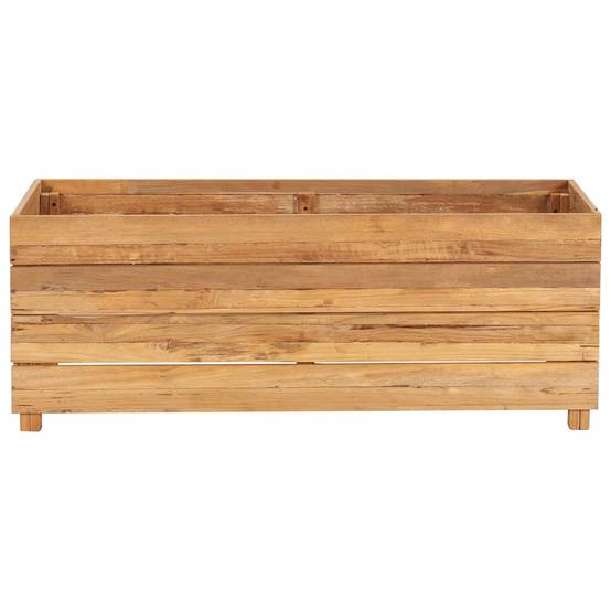 Lit surélevé jardinière 100 x 40 x 38 cm bois de teck recyclé et acier - Image 2