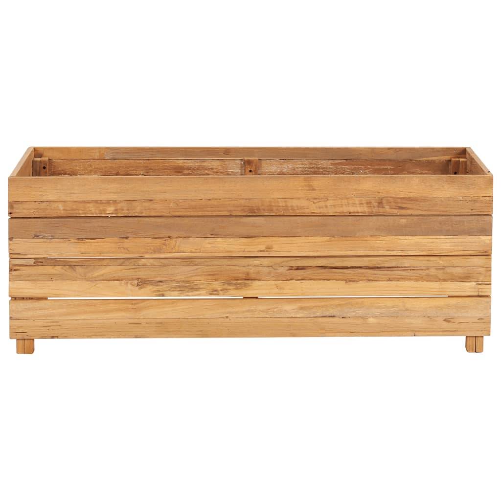 Lit surélevé jardinière 100 x 40 x 38 cm bois de teck recyclé et acier - Image 2