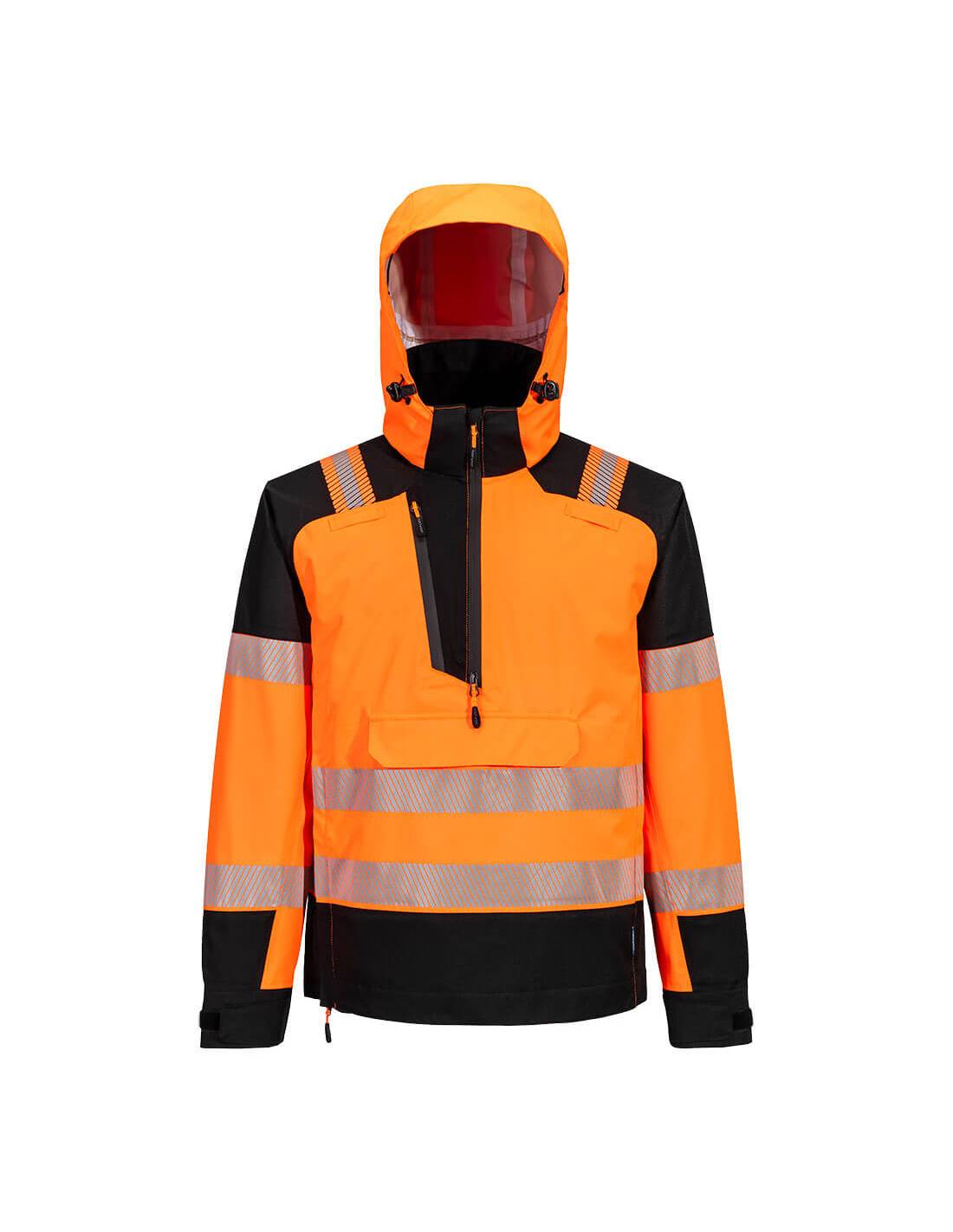 Portwest - Veste Imperméable à Capuche Haute Visibilité Pw3 (3l) - Taille Xl - Orange/noir - Portwest