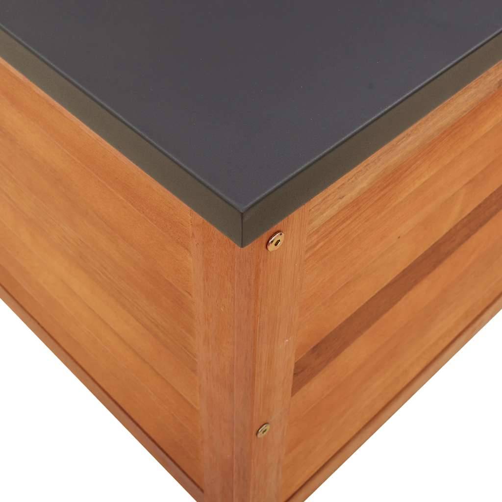 Coffre de jardin bois d'eucalyptus et métal marron 60 x 50 x 55 cm - PANGIVO - Image 8