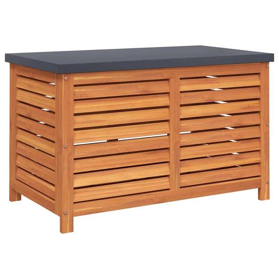 Coffre de jardin bois d'eucalyptus et métal marron 60 x 50 x 55 cm - PANGIVO - Image 2