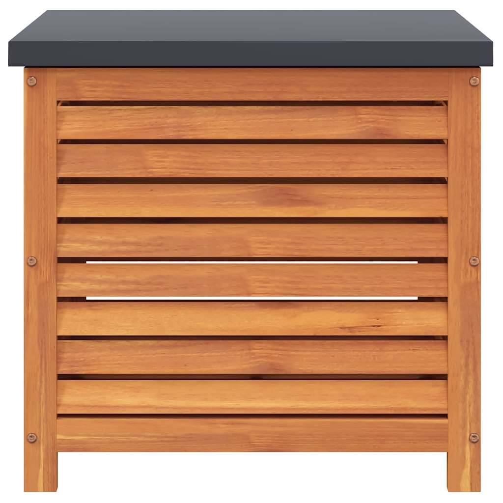 Coffre de jardin bois d'eucalyptus et métal marron 60 x 50 x 55 cm - PANGIVO - Image 4