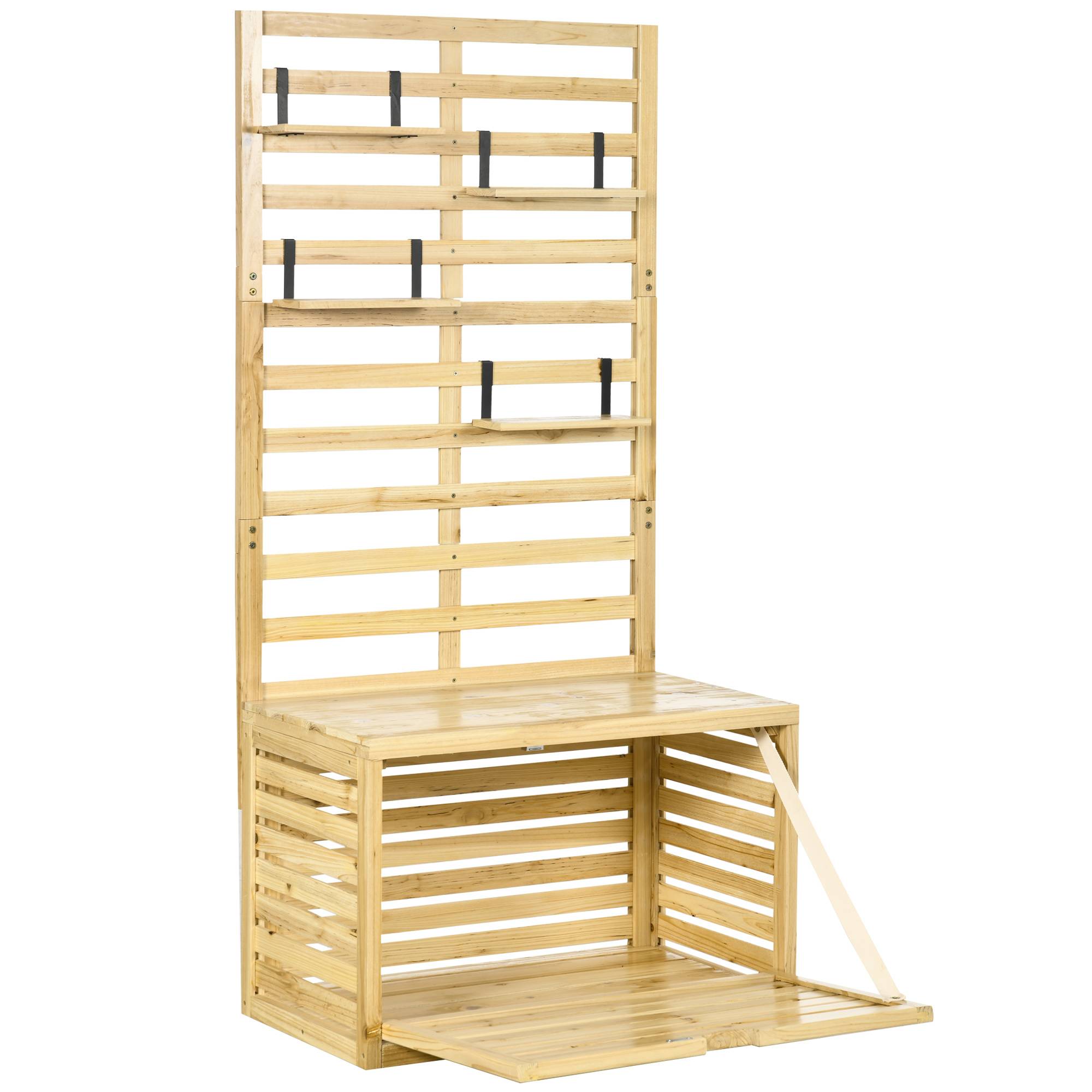 Coffre de jardin bois avec treillis terrasse rangement plantes 80x45x160cm - ComfortXL Outdoor Living - Image 2