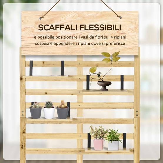 Coffre de jardin bois avec treillis terrasse rangement plantes 80x45x160cm - ComfortXL Outdoor Living - Image 8