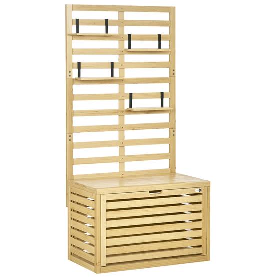 Coffre de jardin bois avec treillis terrasse rangement plantes 80x45x160cm - ComfortXL Outdoor Living - Image 1