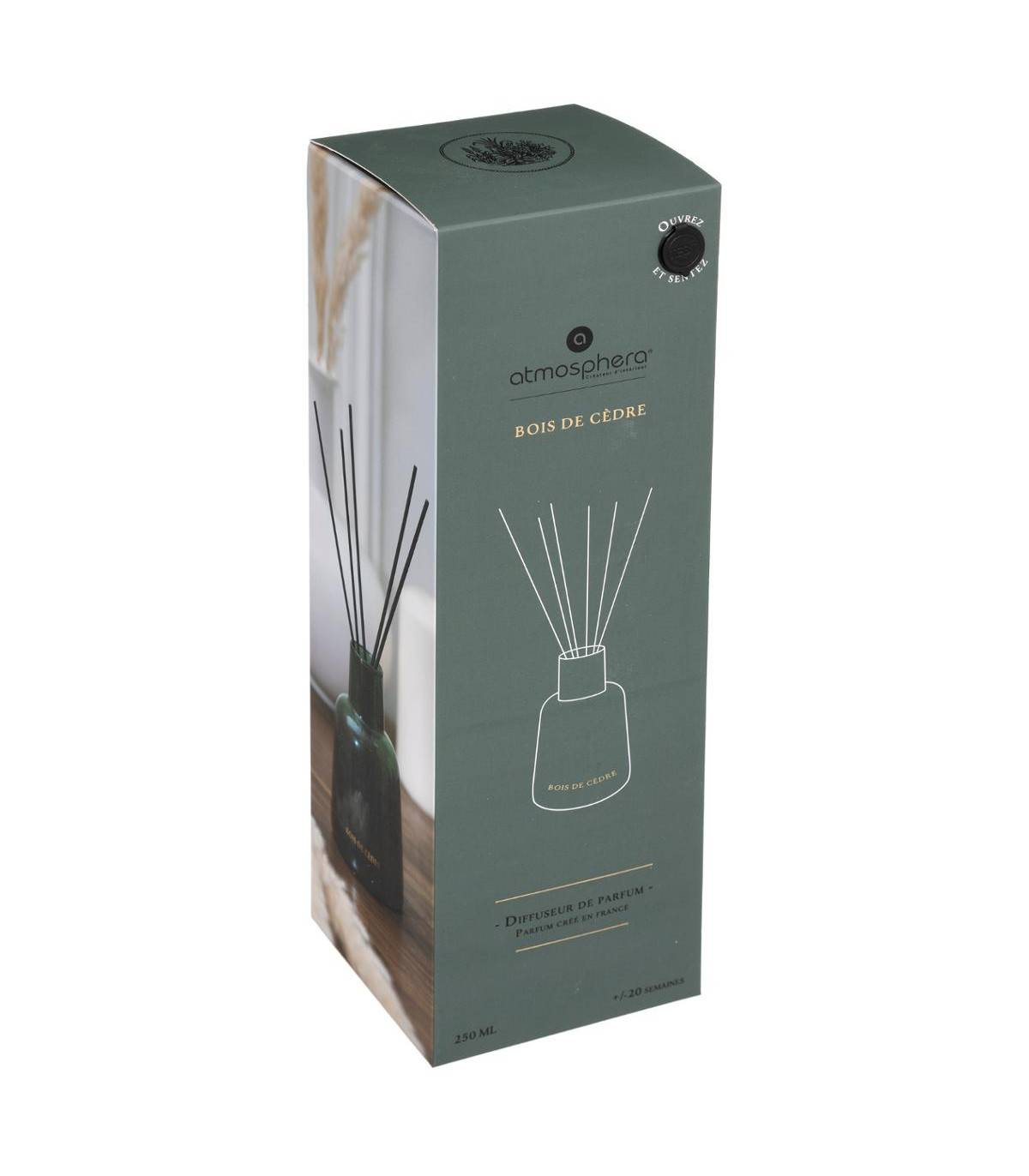 Diffuseur de parfum Bois de cèdre 250 ml avec 6 bâtonnets - Image 2