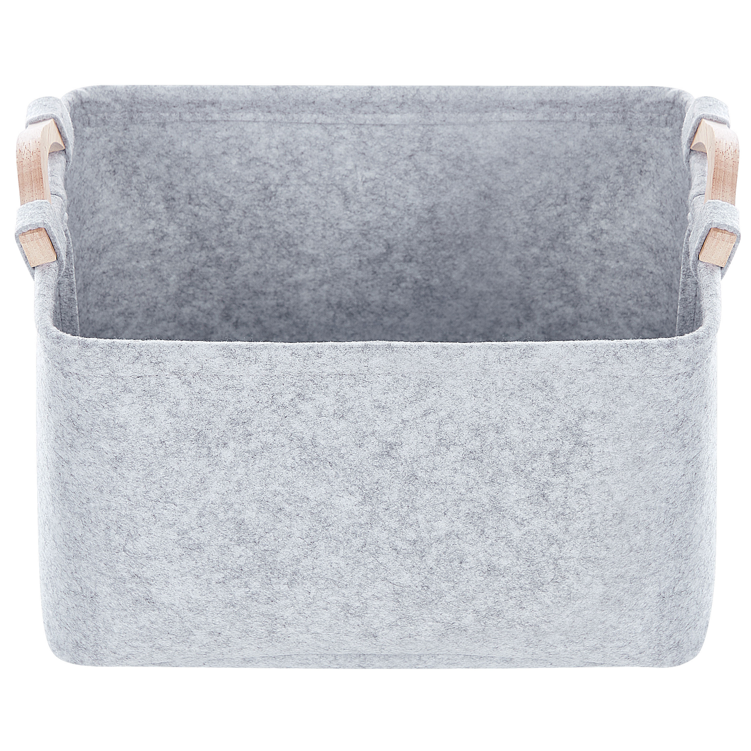 Paniers Gris en Feutre et Bois Rangements Faits Main avec Anses Boîtes Rectangles Design Scandinave Lot de 3 - Image 6