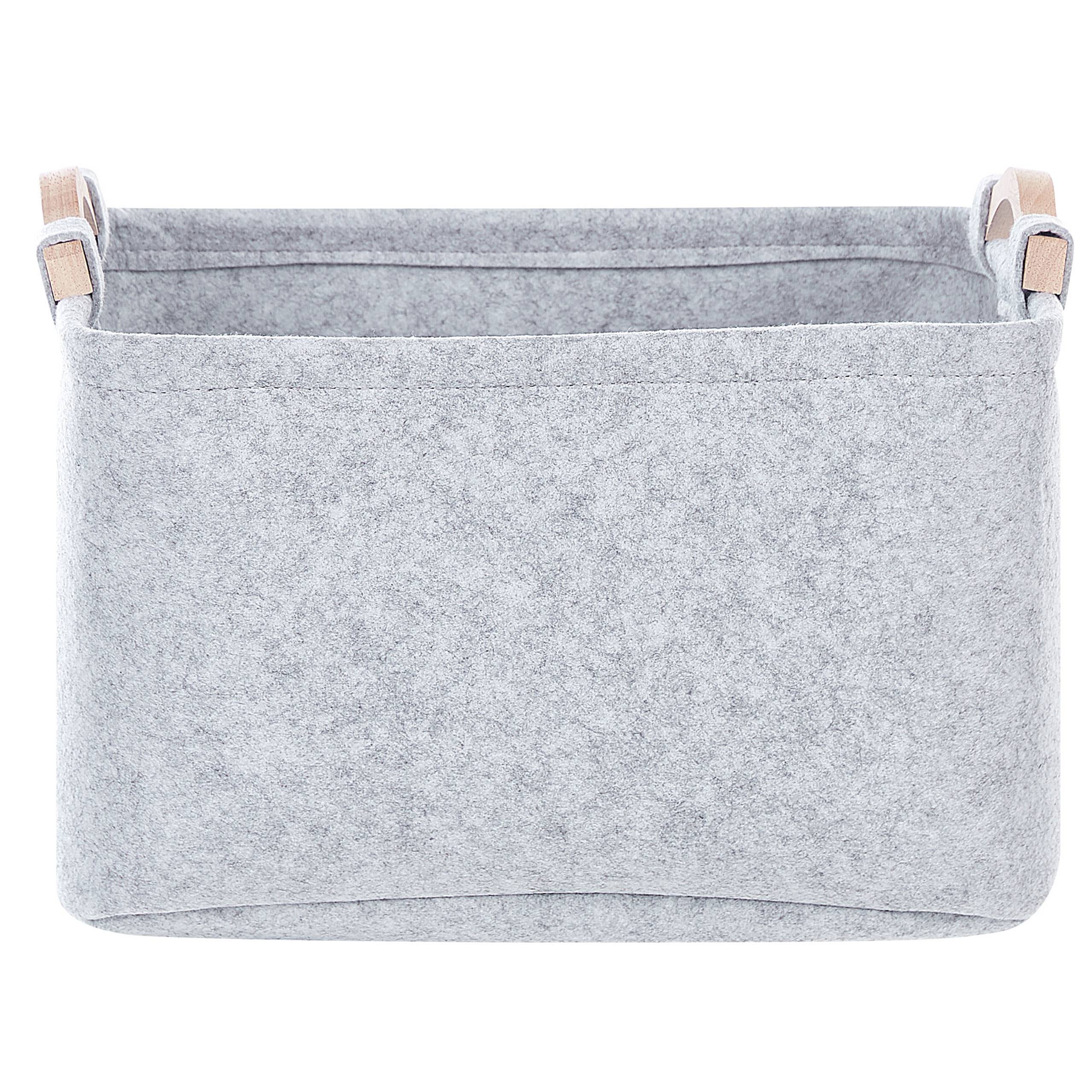 Paniers Gris en Feutre et Bois Rangements Faits Main avec Anses Boîtes Rectangles Design Scandinave Lot de 3 - Image 5
