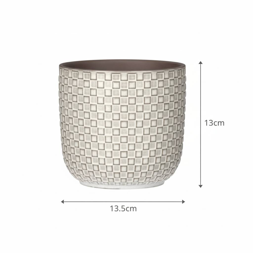 Pot de fleurs en relief blanc - D.13,5cm - Image 3