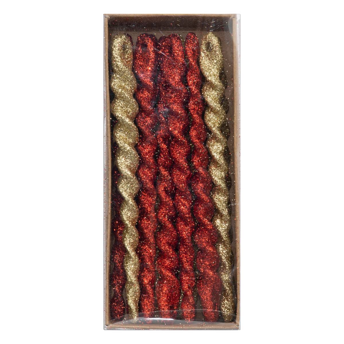 Déco de Sapin Lot de 12 Glaçons Rouge et Or - Image 1