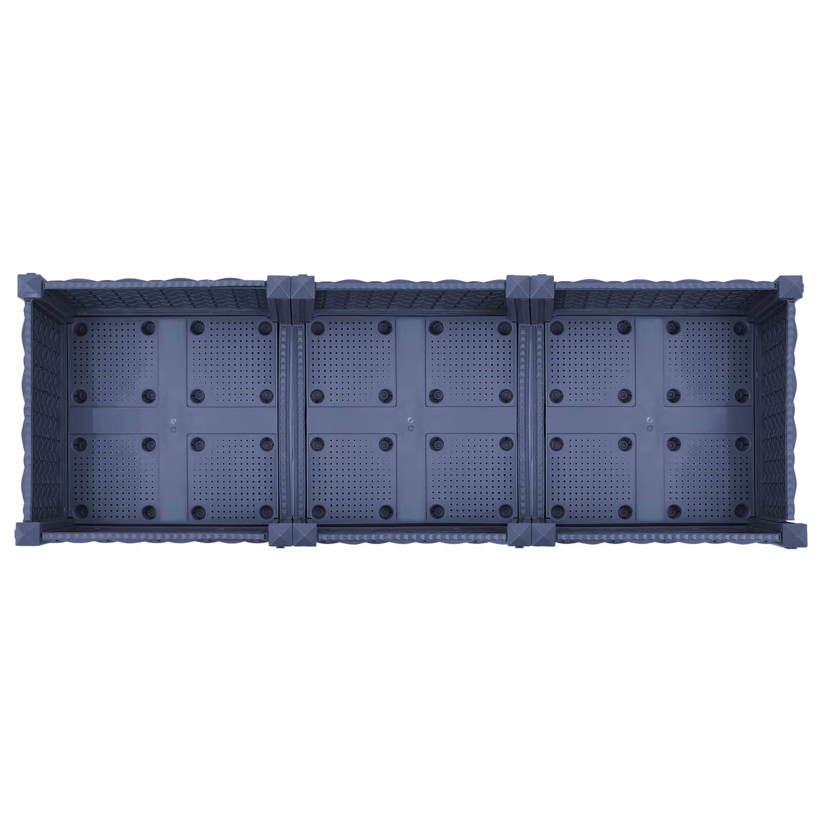 ComfortXL - Jardinière rectangulaire roues polypropylène patio balcon grandes racines gris 33cm - ComfortXL Outdoor Living - Image 5