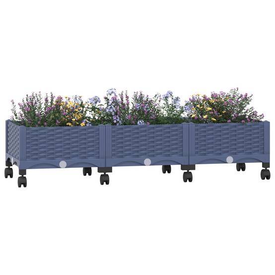 ComfortXL - Jardinière rectangulaire roues polypropylène patio balcon grandes racines gris 33cm - ComfortXL Outdoor Living - Image 3